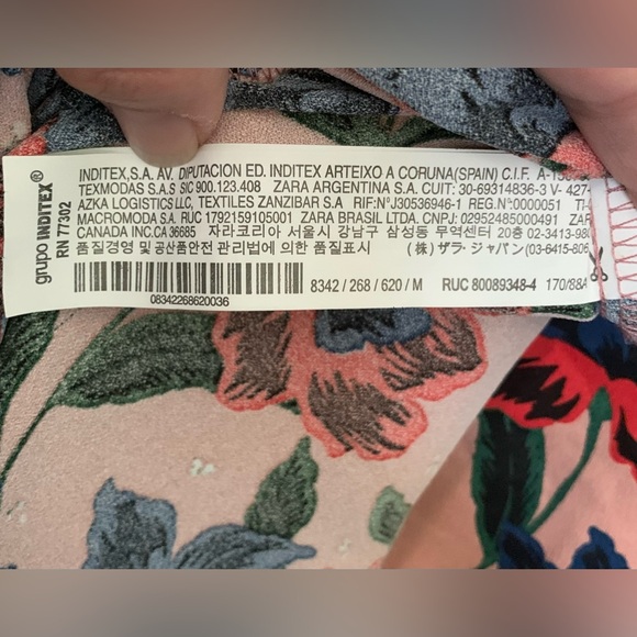 Zara Midi Length Floral Dress Long Sleeve Waist Tie Pockets Medium NWT - Picture 11 of 16